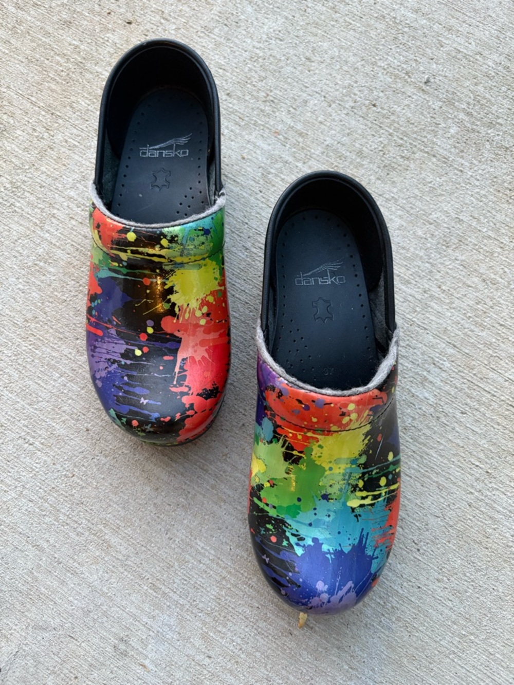 Women’s Dansko Multicolor “Paint Splatter” Clogs - SIZE EU 37